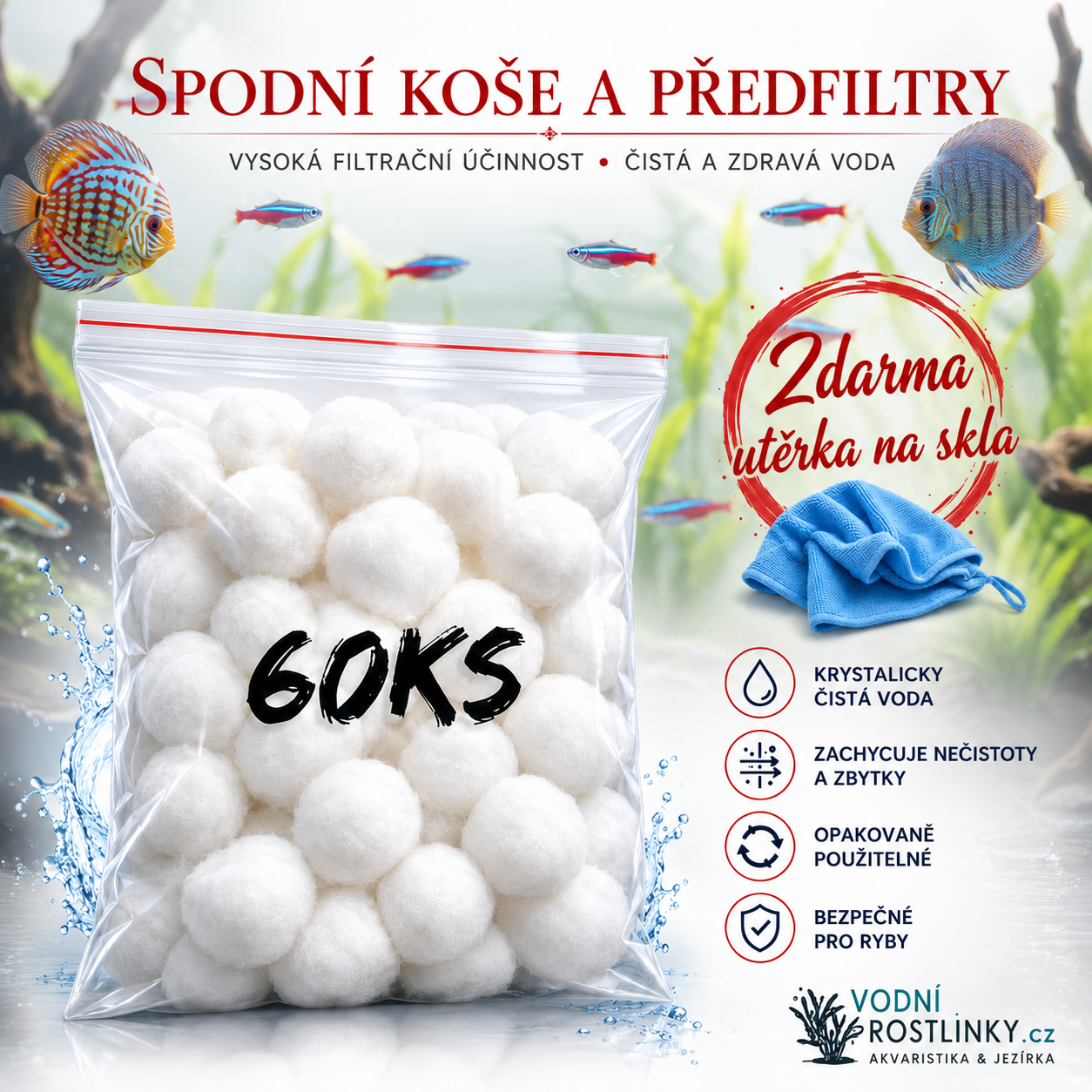 3D koule maxi balení 60 ks + útěrka na skla